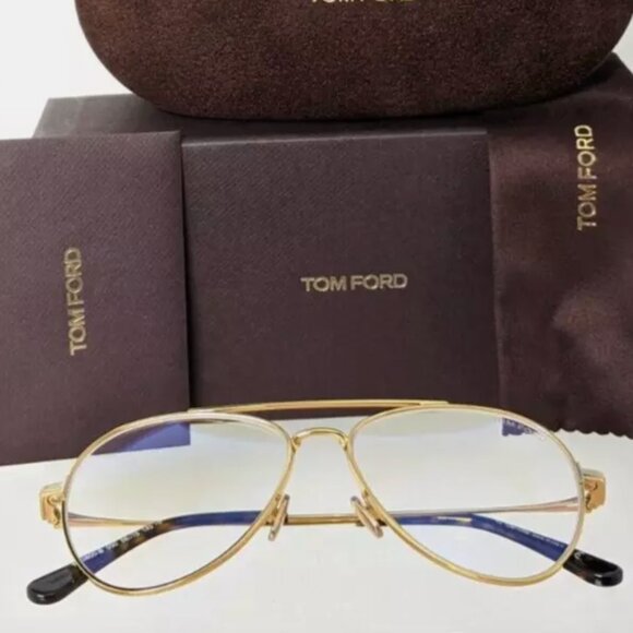 Tom Ford Authentic Gold Blue Light Eyeglasses Unisex